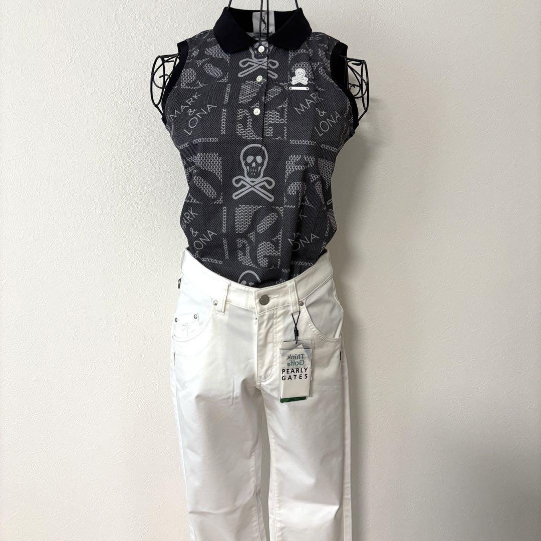 【新品・タグ付き】PEARLY GATES パンツ　ホワイト　レディース