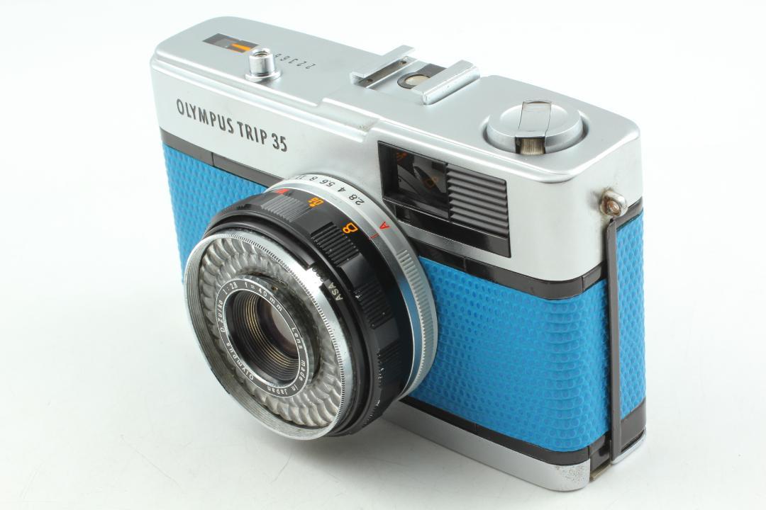 【並品　整備済】ブルー　Olympus Trip35フィルムカメラ 露出計 OK