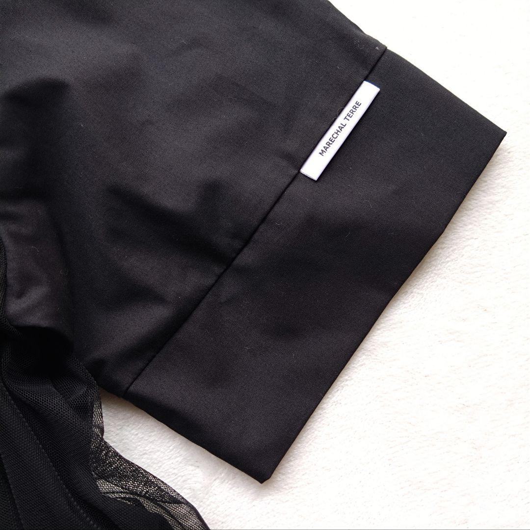 マルシャルテル MARECHAL TERRE リブチュールトップス Tシャツ 黒
