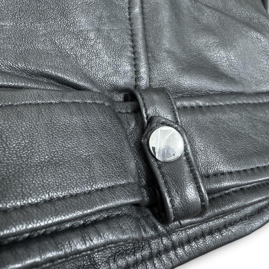 ✨️未使用✨️羊革✨️ZARA ダブルライダース 大きいサイズ XL ブラック ベルト