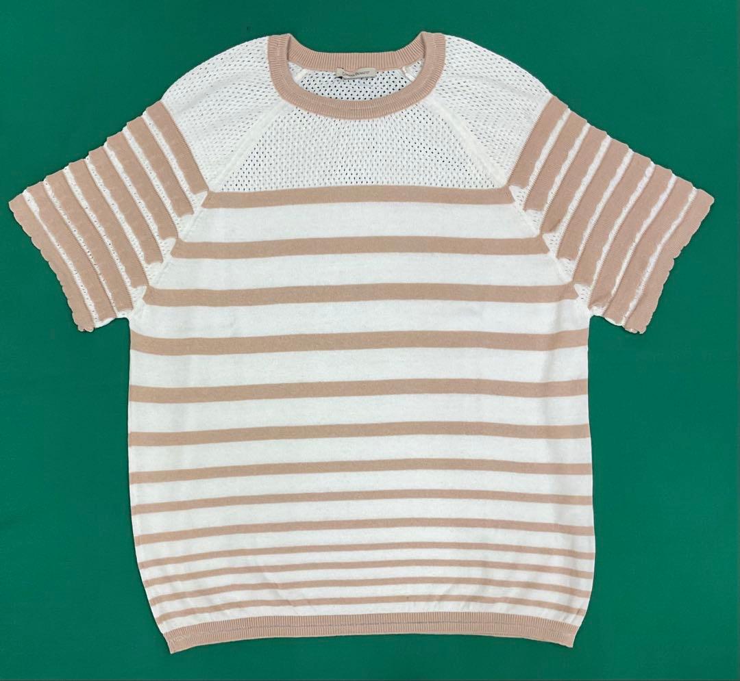 Lorena Benatti サマーセーター　L 白／ベイジュ　イタリア製