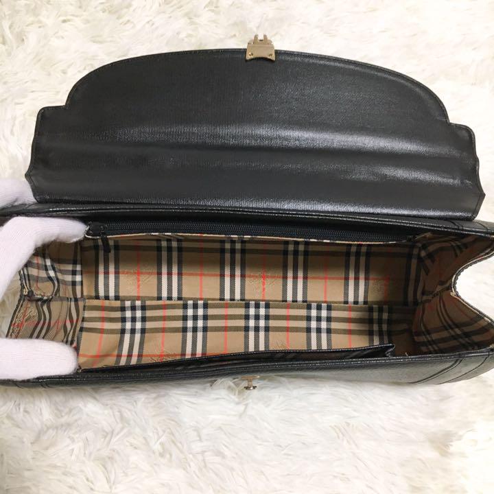 ✨美品✨バーバリー ハンドバッグ ノバチェック 筒型 ホースロゴ