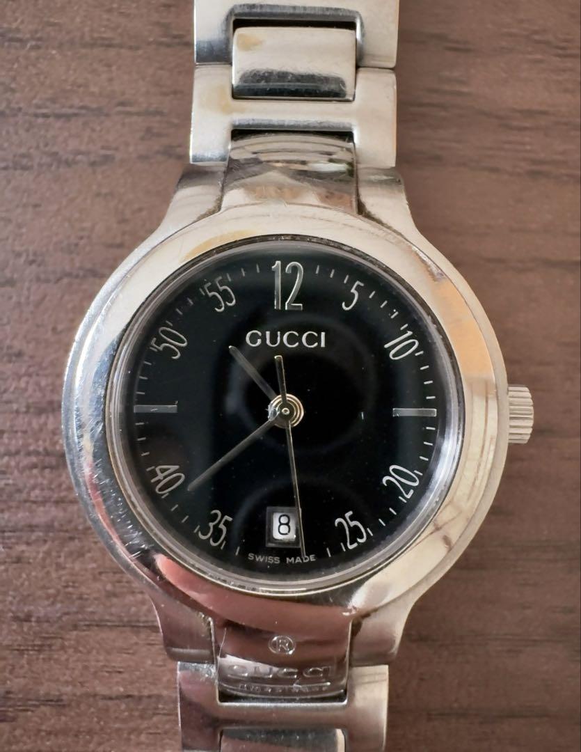 GUCCI ステンレススチール ブラックダイヤル 時計
