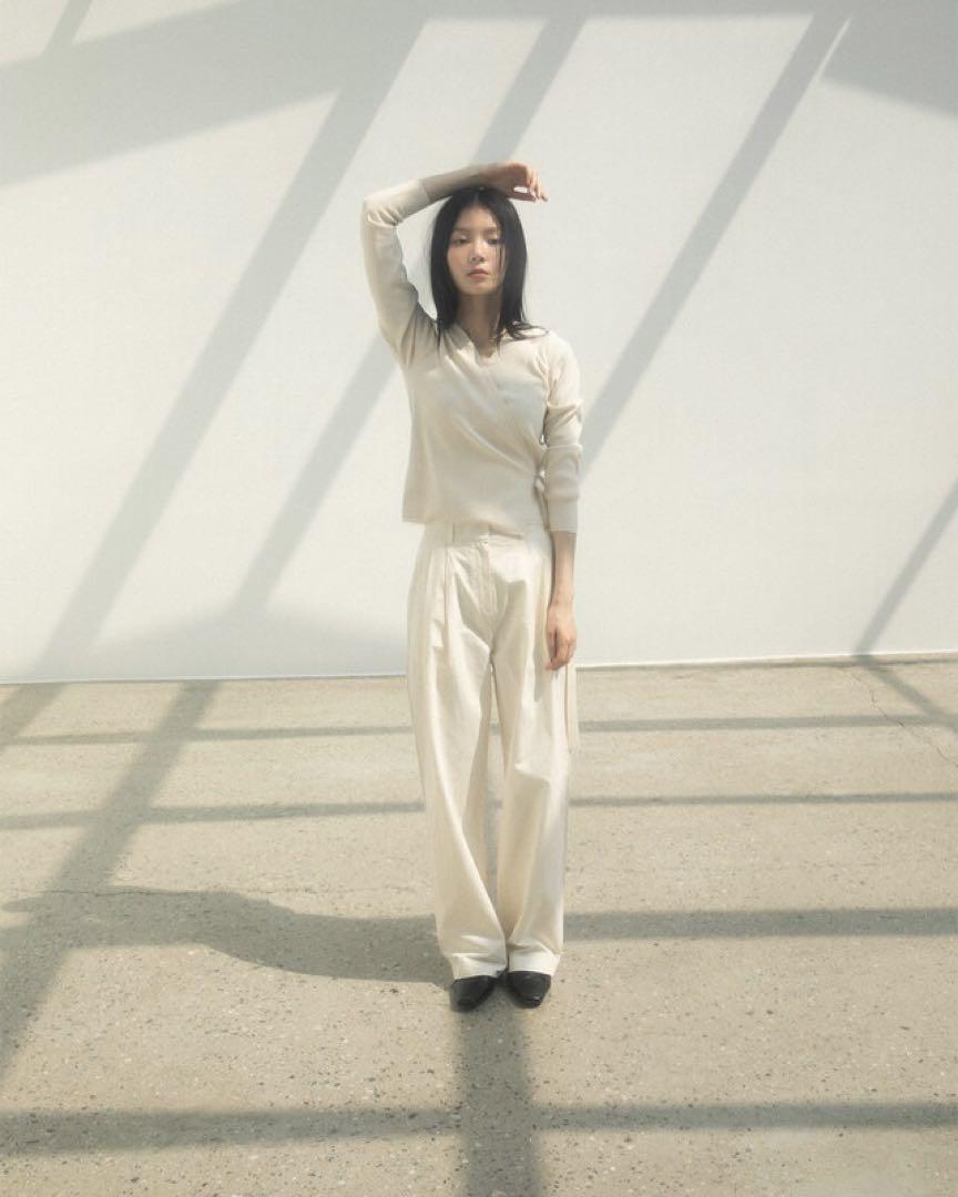 アイボリー 2 Tucks Pants M コットンプリーツ