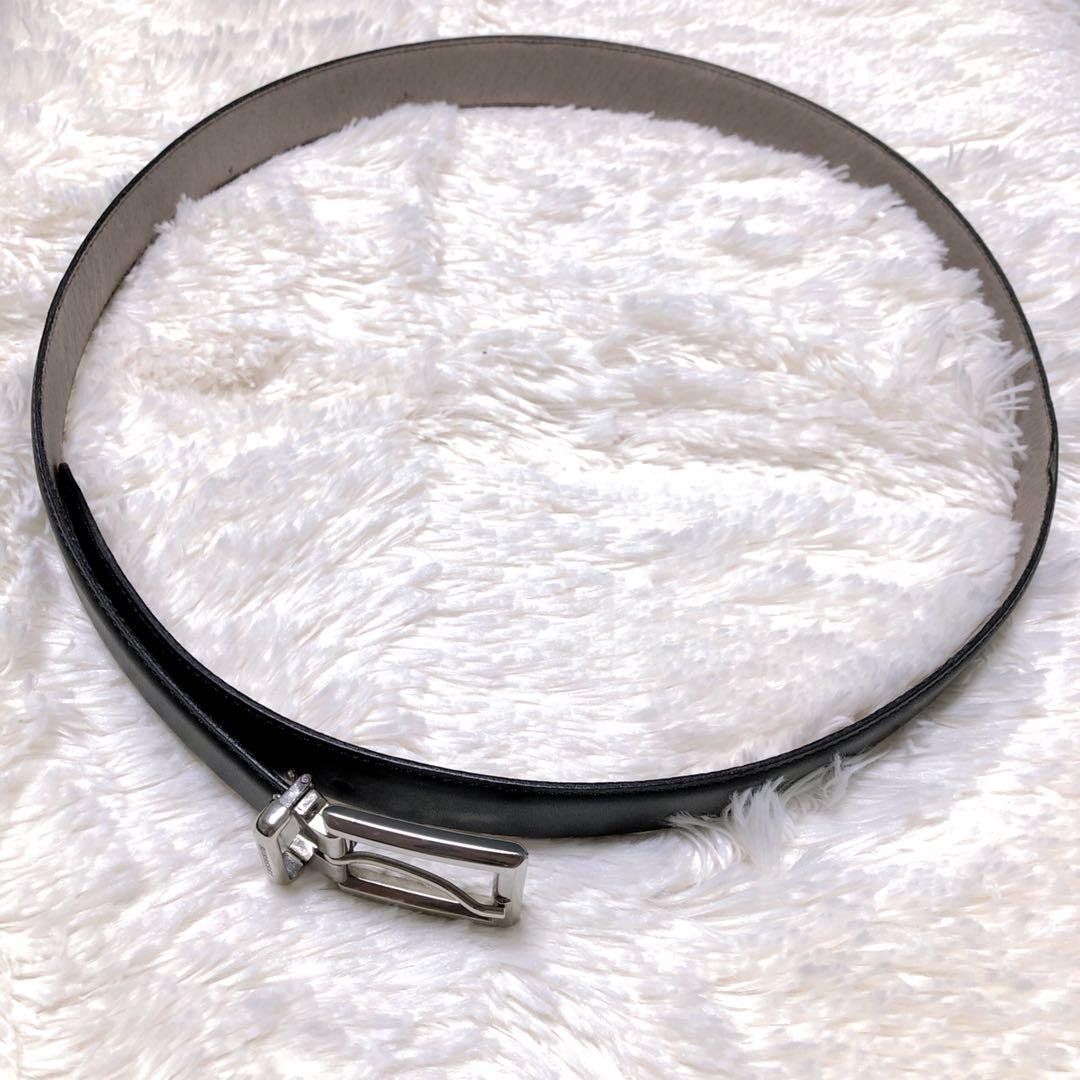 ✩美品✩ バーバリー ベルト レザー 黒 ビジネス ハトメピン シルバー 金具