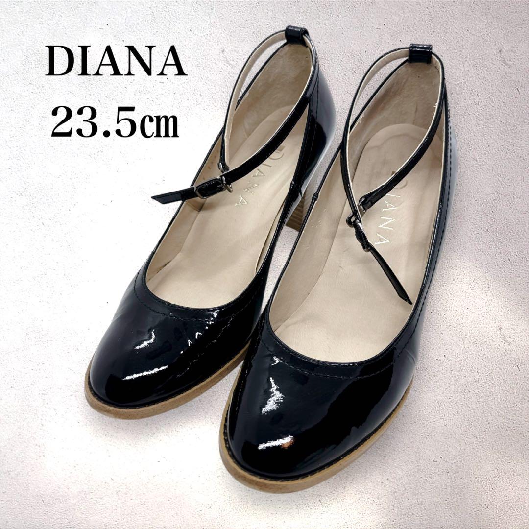 DIANA ダイアナ パンプス ストラップ エナメル 23.5㎝ ブラック