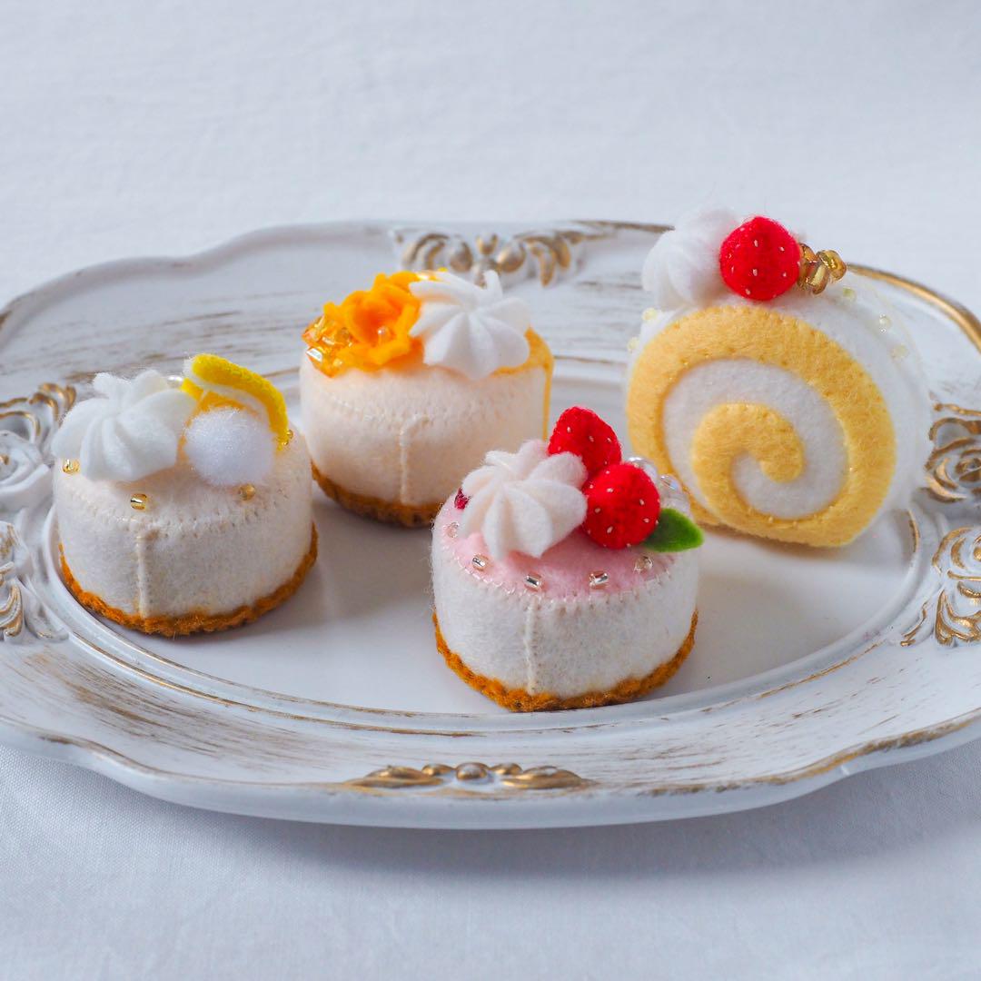 限定セール いちごのレアチーズケーキ フェイクスイーツ フェルトケーキ その他
