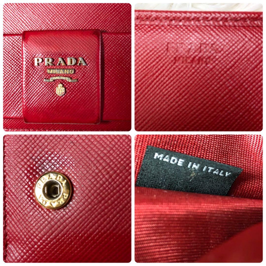 【PRADA ✨】フィオッコ フラップ長財布 サフィアーノレザー リボン 金ロゴ