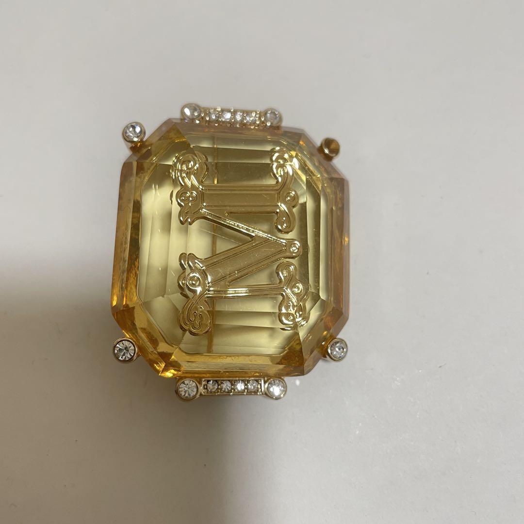 マックスマーラ Max Glassy Brooch ブローチ ゴールド Mロゴ