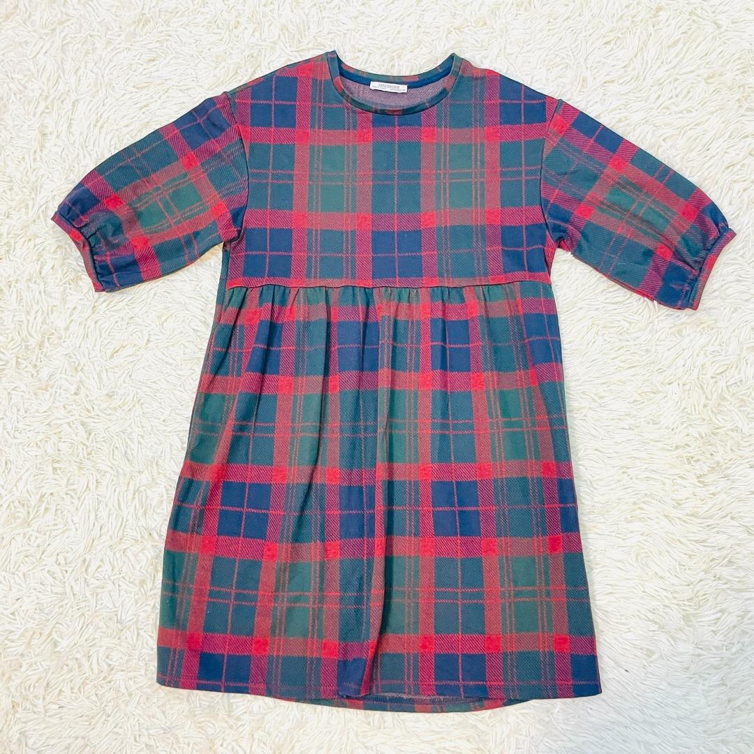 【人気】ZARA秋冬タータンワンピース M 美品 トレンド エレガント袖