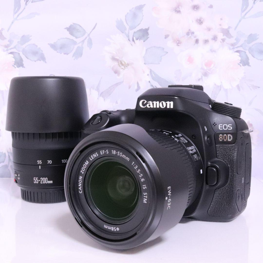 レンズ２本でオールシーンに対応☆Wi-Fi転送OK♪キヤノン EOS 80D♡ 48,360円