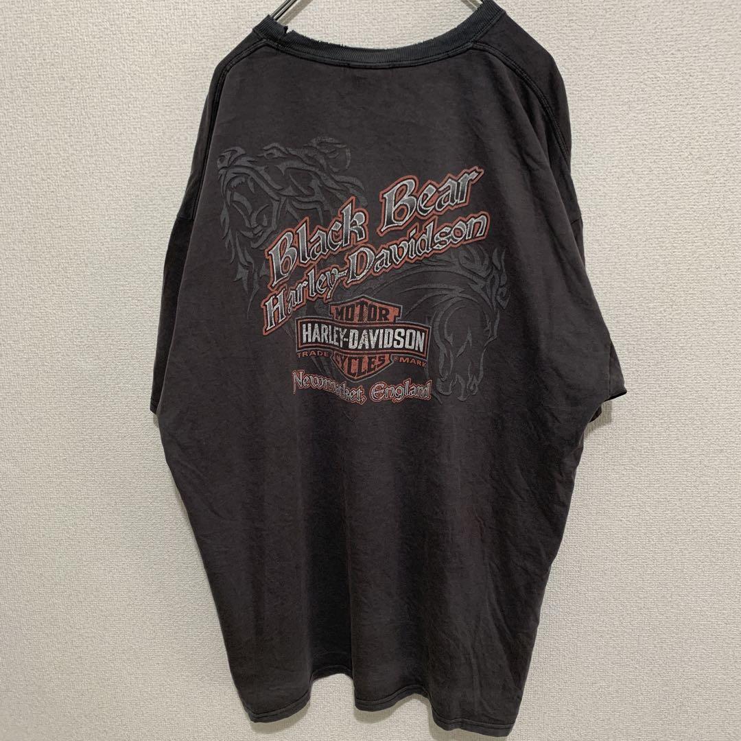 Harley-Davidson ポケット　Tシャツ　フェード　ブラック　スカル