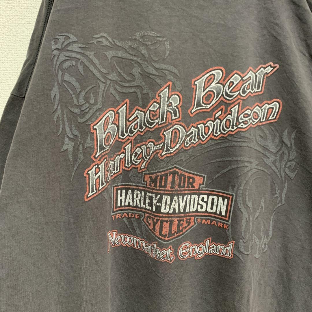 Harley-Davidson ポケット　Tシャツ　フェード　ブラック　スカル