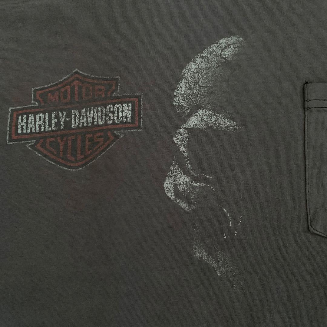 Harley-Davidson ポケット　Tシャツ　フェード　ブラック　スカル