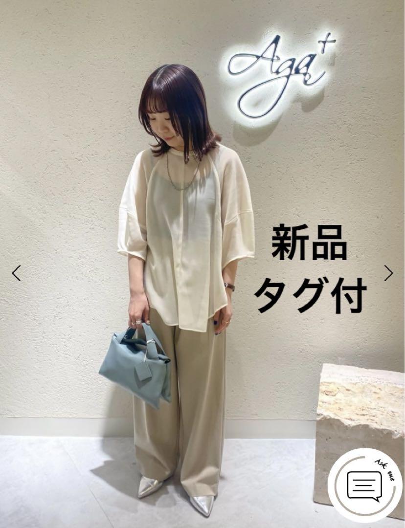yamadaya Agaスラブハーフスリーブブラウス 新品タグ付】Aga スラブハーフスリーブブラウス トップス 定価