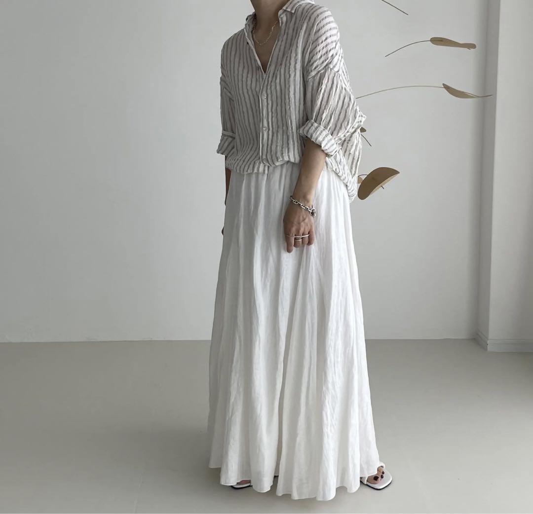 argue 未使用FRENCH LINEN LONG FLARE SKIRT