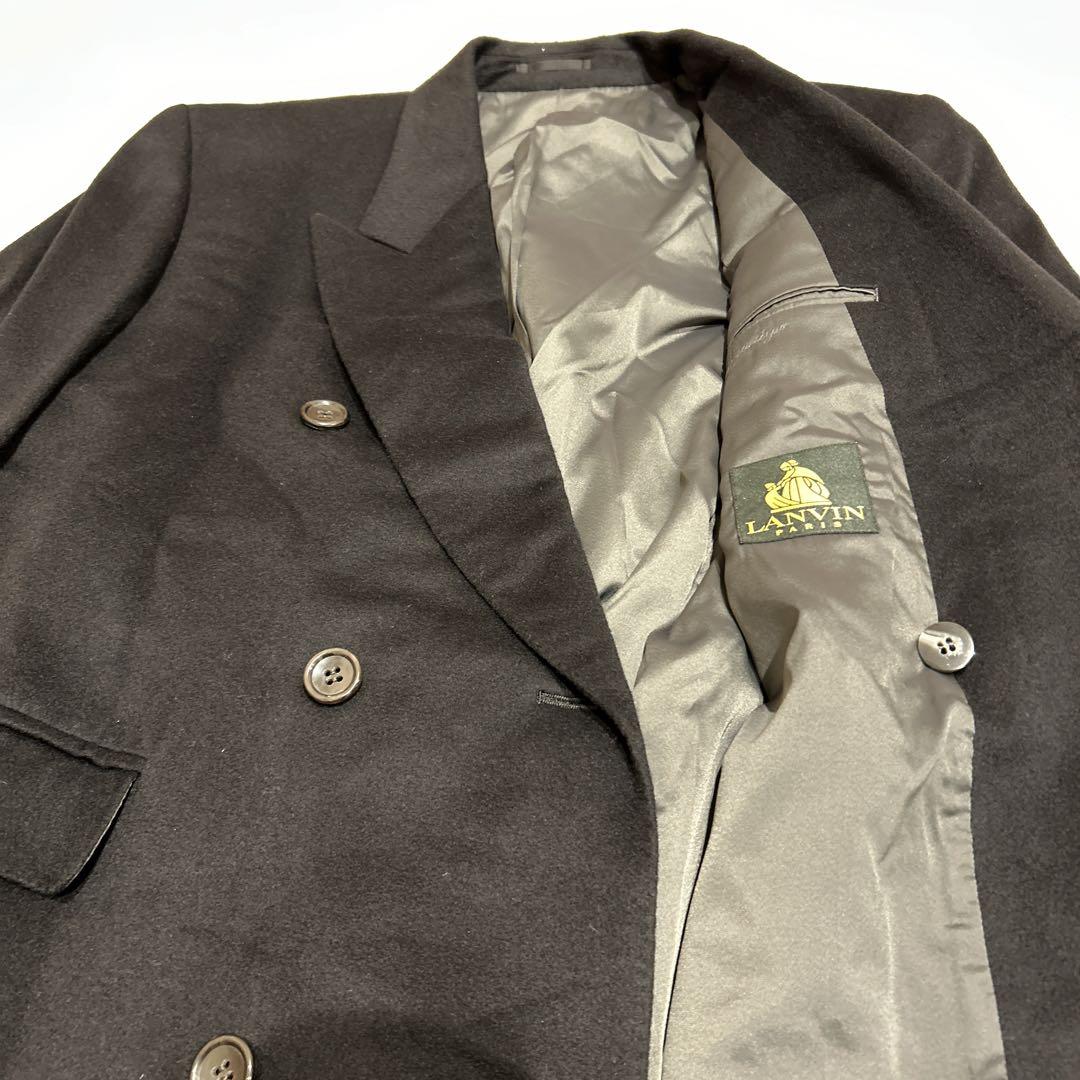 LANVIN ダブルブレスト チェスターコート 黒　カシミヤ100%