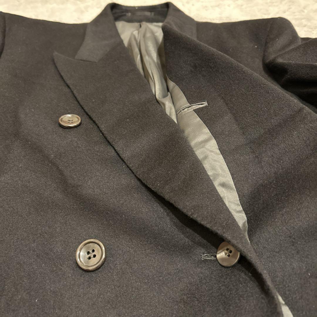 LANVIN ダブルブレスト チェスターコート 黒　カシミヤ100%