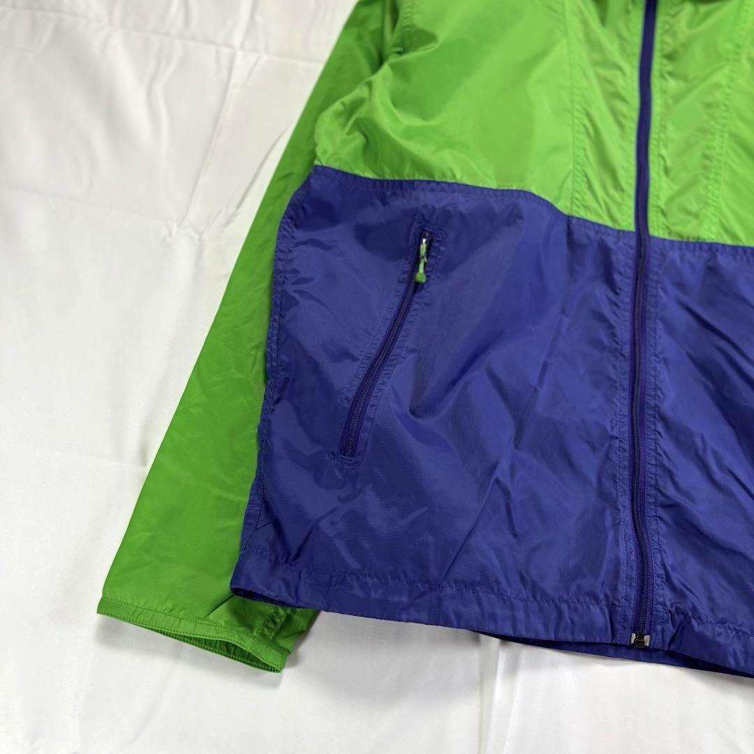 ◆人気　ノースフェイス　ナイロンパーカー　グリーン×ネイビー　XL