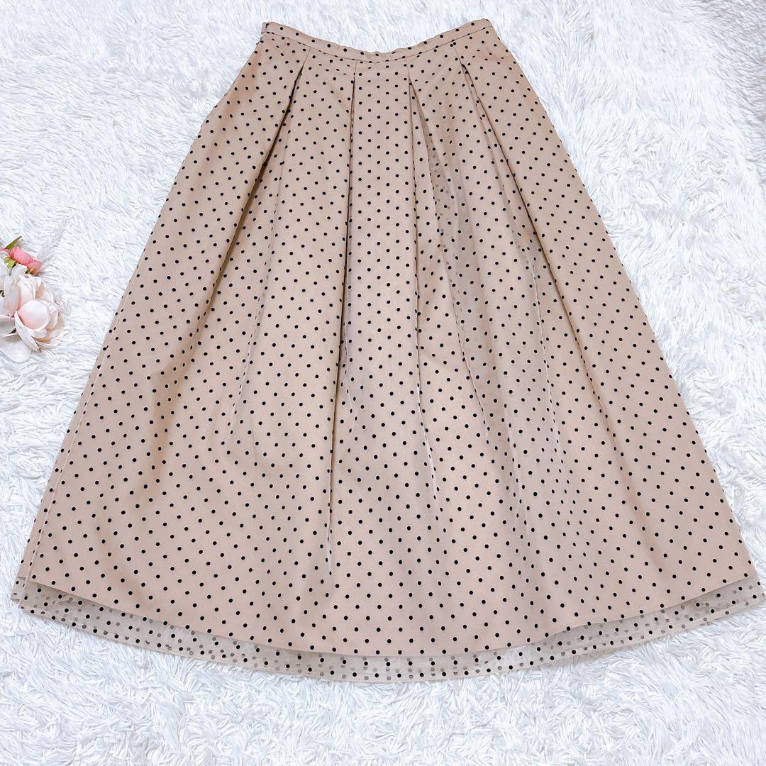 美品♡ ツルバイマリコオイカワ ドットチュールスカート ベージュ 36 美品♡ ツルバイマリコオイカワ ドットチュールスカート ベージュ 36