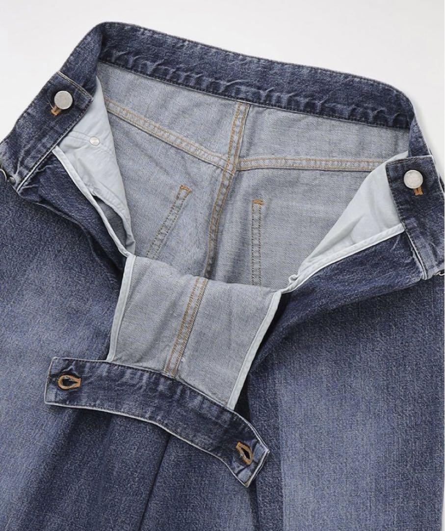 Womens washed denim wide pants