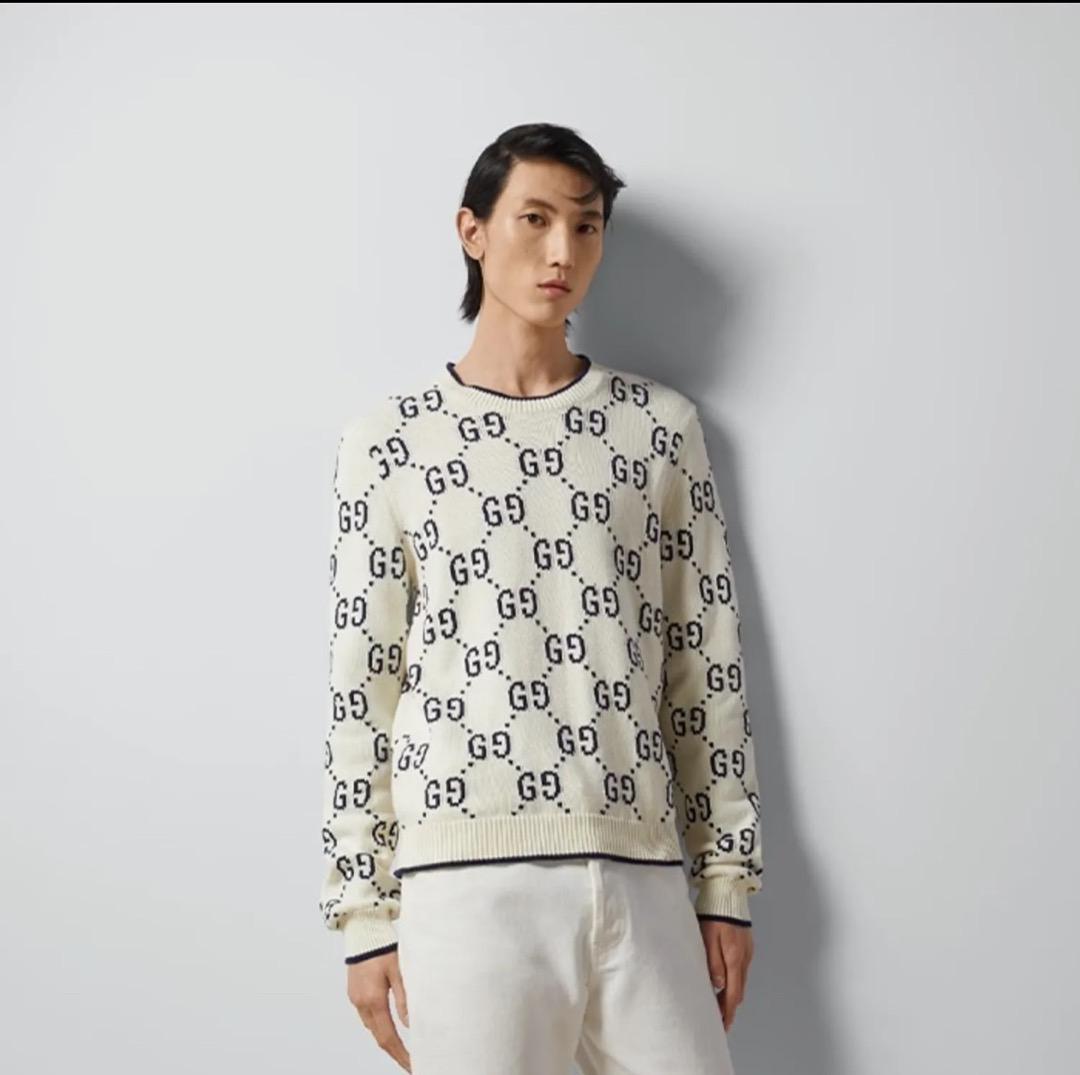 22ss 美品 Gucci グッチ GG 総柄 クルーネック ニット セーター 22ss 美品 Gucci グッチ GG 総柄 クルーネック ニット セーター