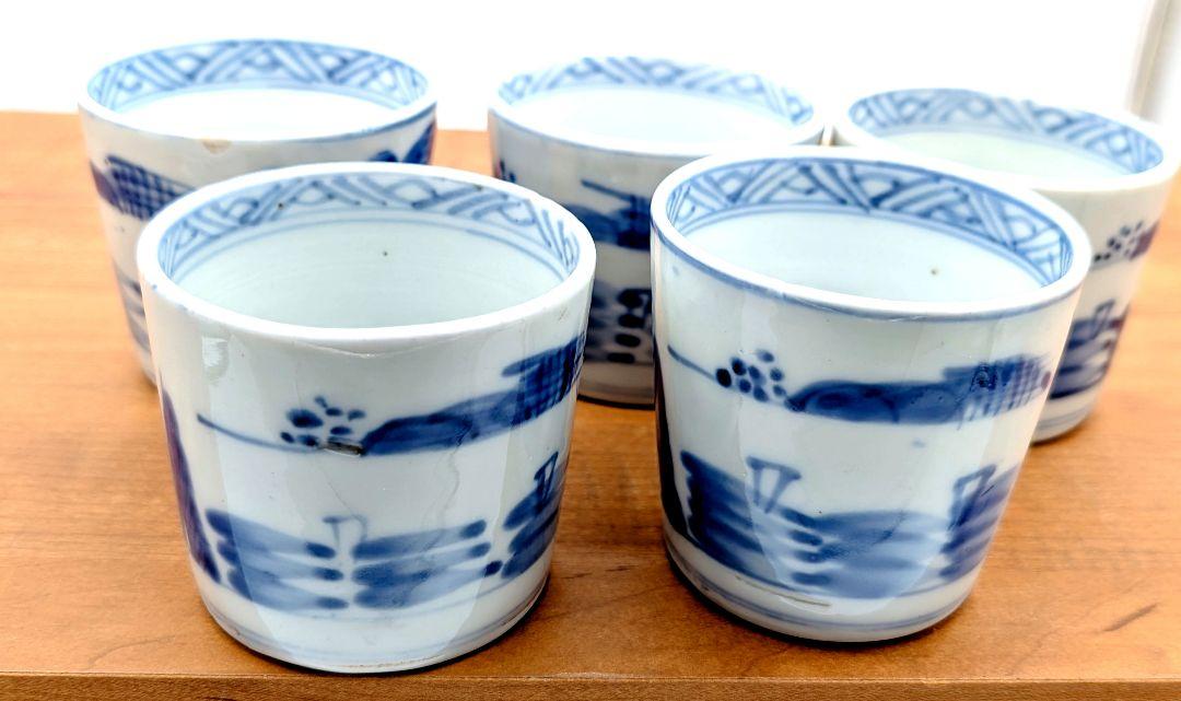江戸時代後期 古伊万里 蕎麦猪口 染付5客セット 山水楼閣 - メルカリ