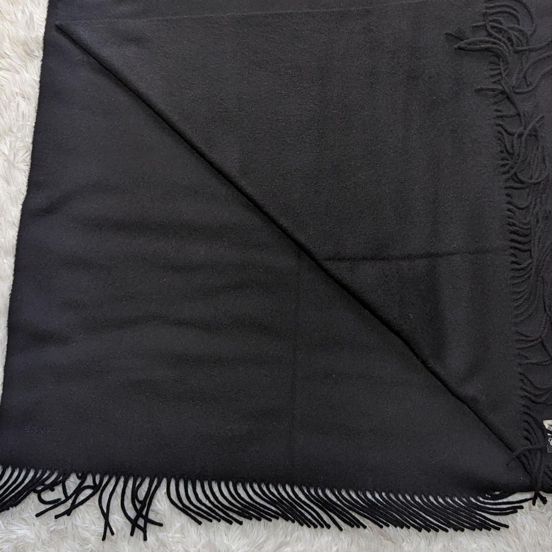【美品】HERMES エルメス 大判 ストール カシミヤ 100%  ブラック