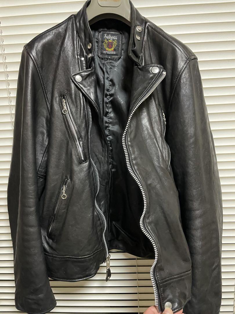 Schott レザー ダブルブレストライダースジャケット L 黒