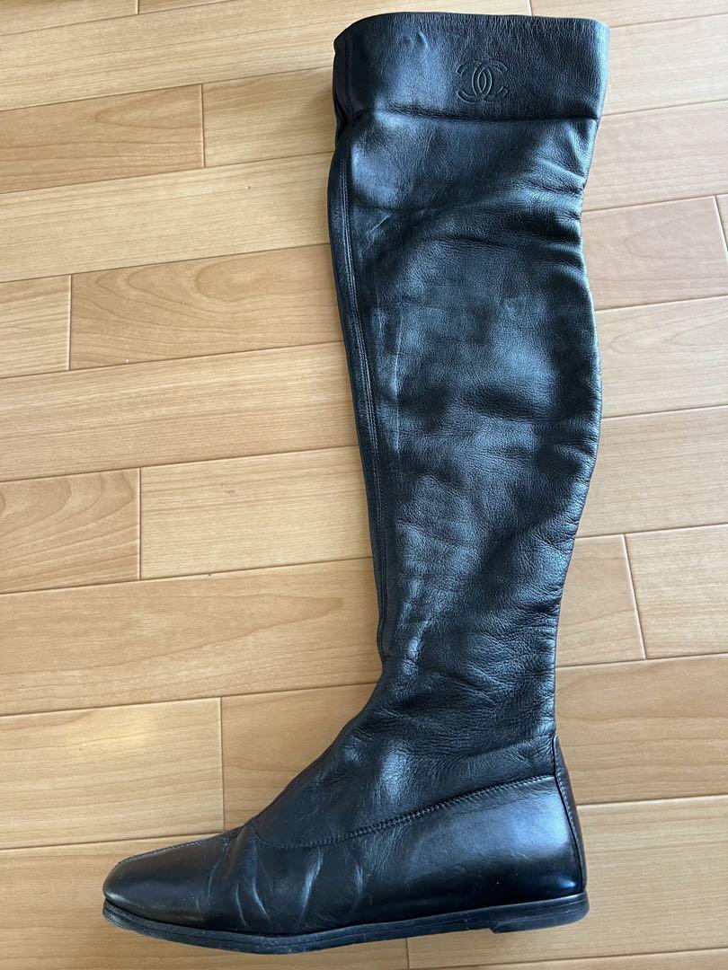 CHANEL シャネル ロングブーツ ニーハイ ブラック 黒 37