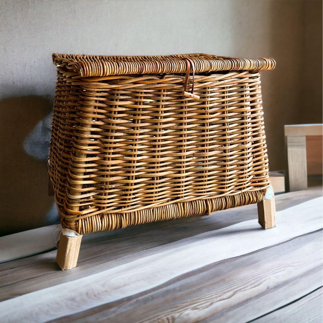 アラログ　天然ラタン　チェスト　蓋付きバスケット　インテリアバスケット