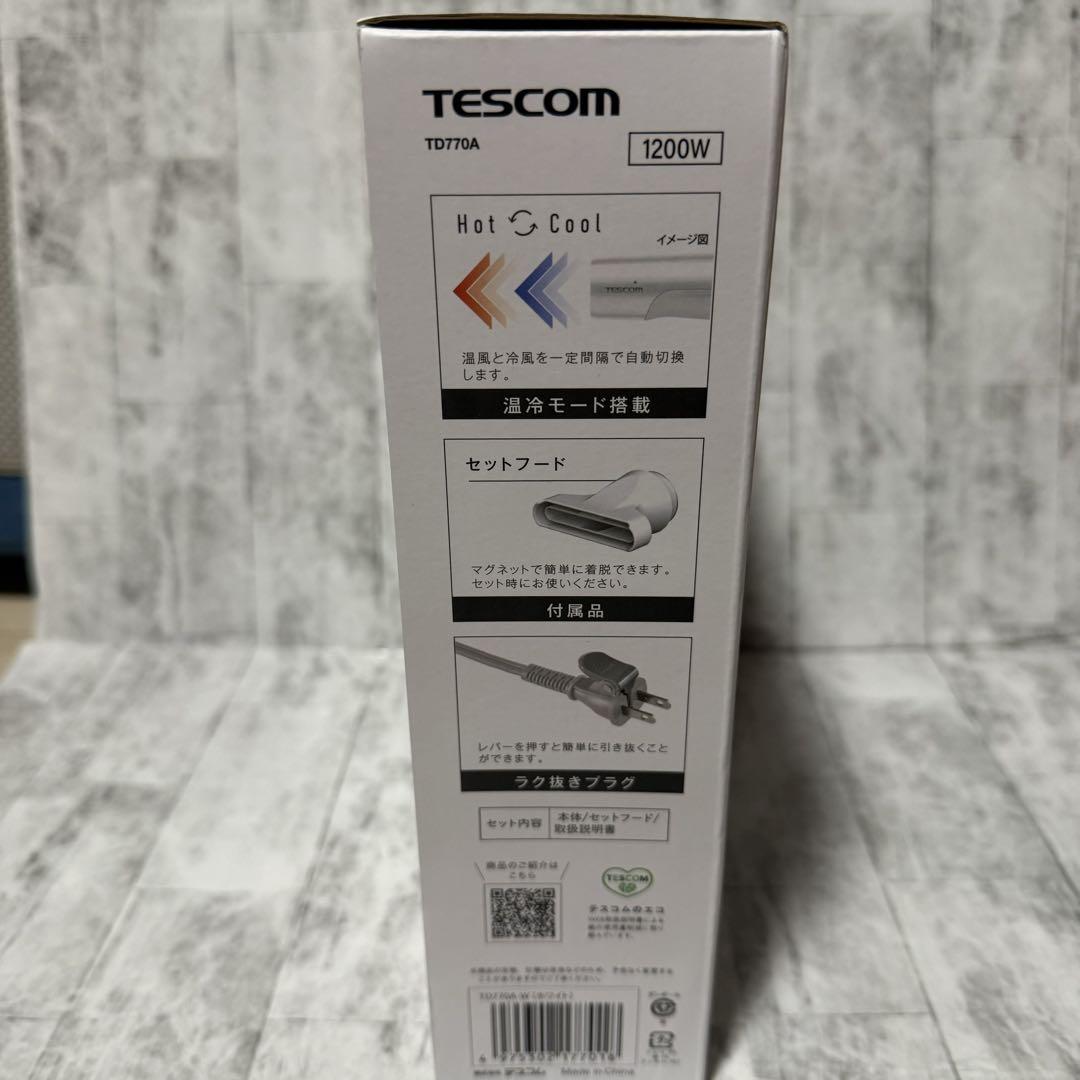 新品　テスコム ヘアドライヤー プロテクトイオン TD770A-W