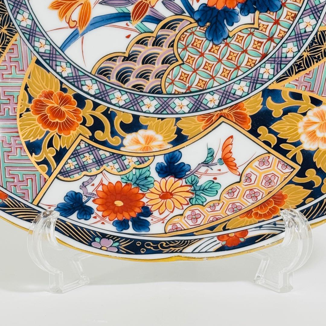 有田焼 若山窯 金彩古伊万里 大皿 盛皿 高台皿 飾り皿 色絵 更紗 染