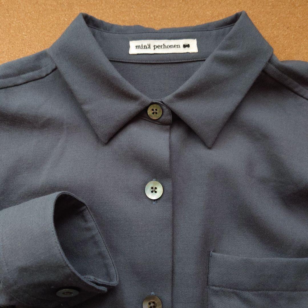 ミナペルホネン 38 stille シャツブラウス ブルーグレー ミナペルホネン 38 stille シャツブラウス ブルーグレー