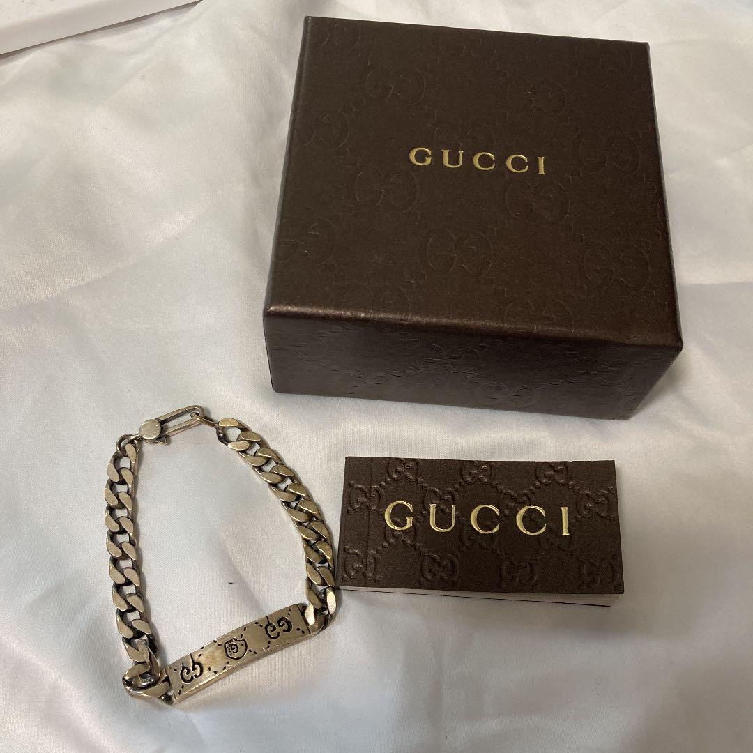 【GUCCI】グッチゴースト シルバー チェーンブレスレット 17