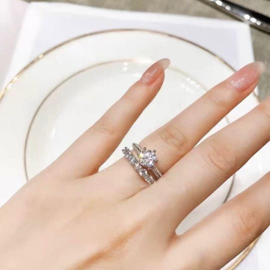 新入荷 高品質】✨山の峠✨ ダイアモンドD0.50ct モアサナイト 六爪細身 アクセサリー