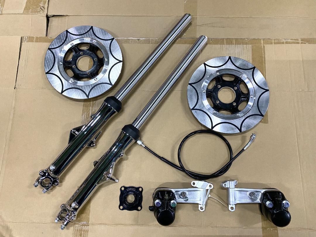 CB400F メッキ ダブルディスクセット トレンチ黒 - メルカリ