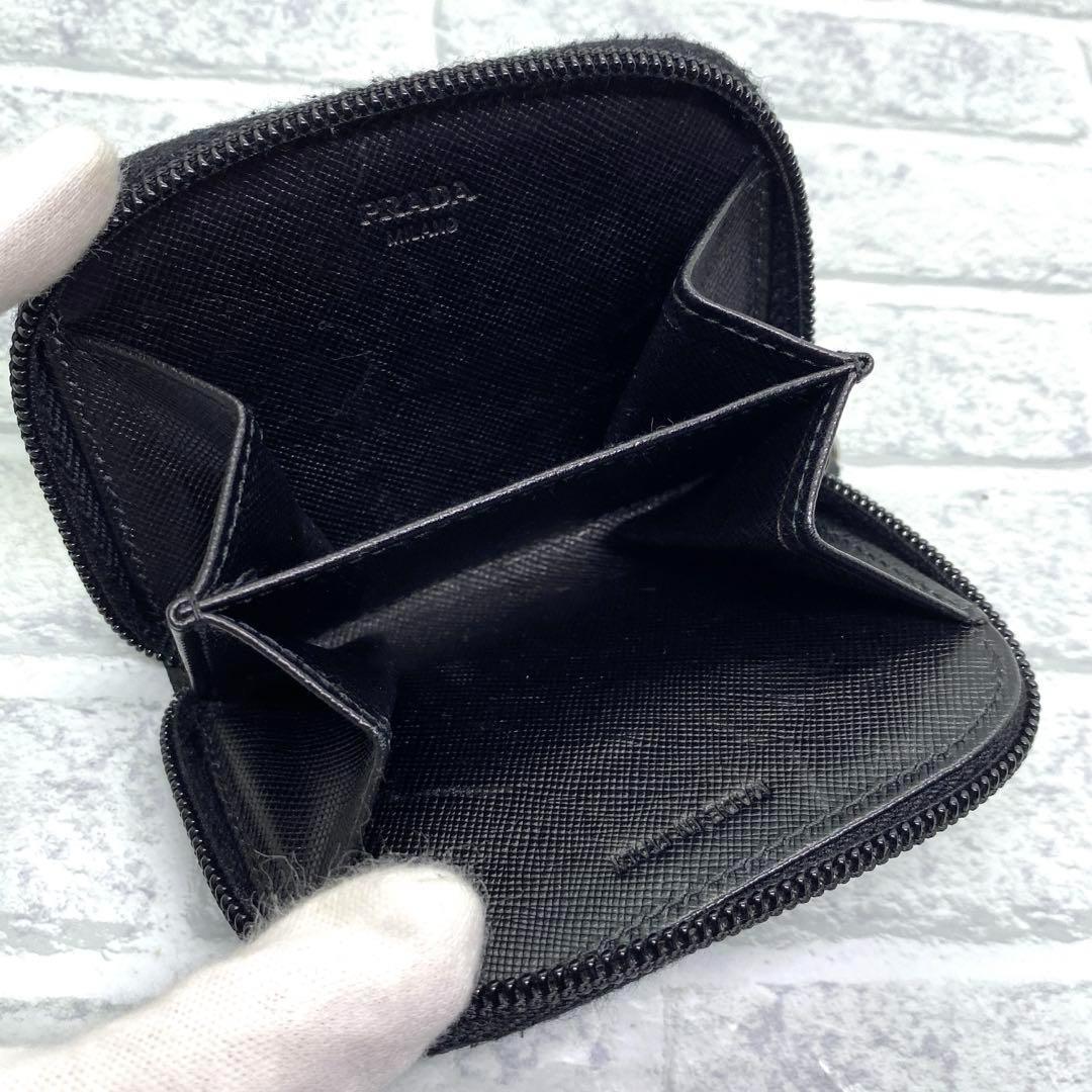 極美品 PRADA 三角プレート コインケース ナイロン ブラック NERO