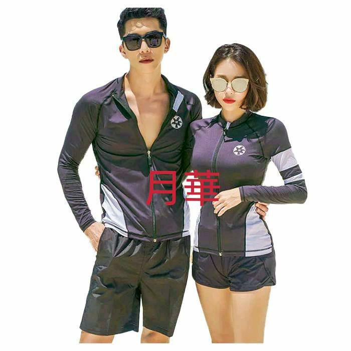 ペアルック 新品 水着 ラッシュガード セットアップ 女M男L 170392