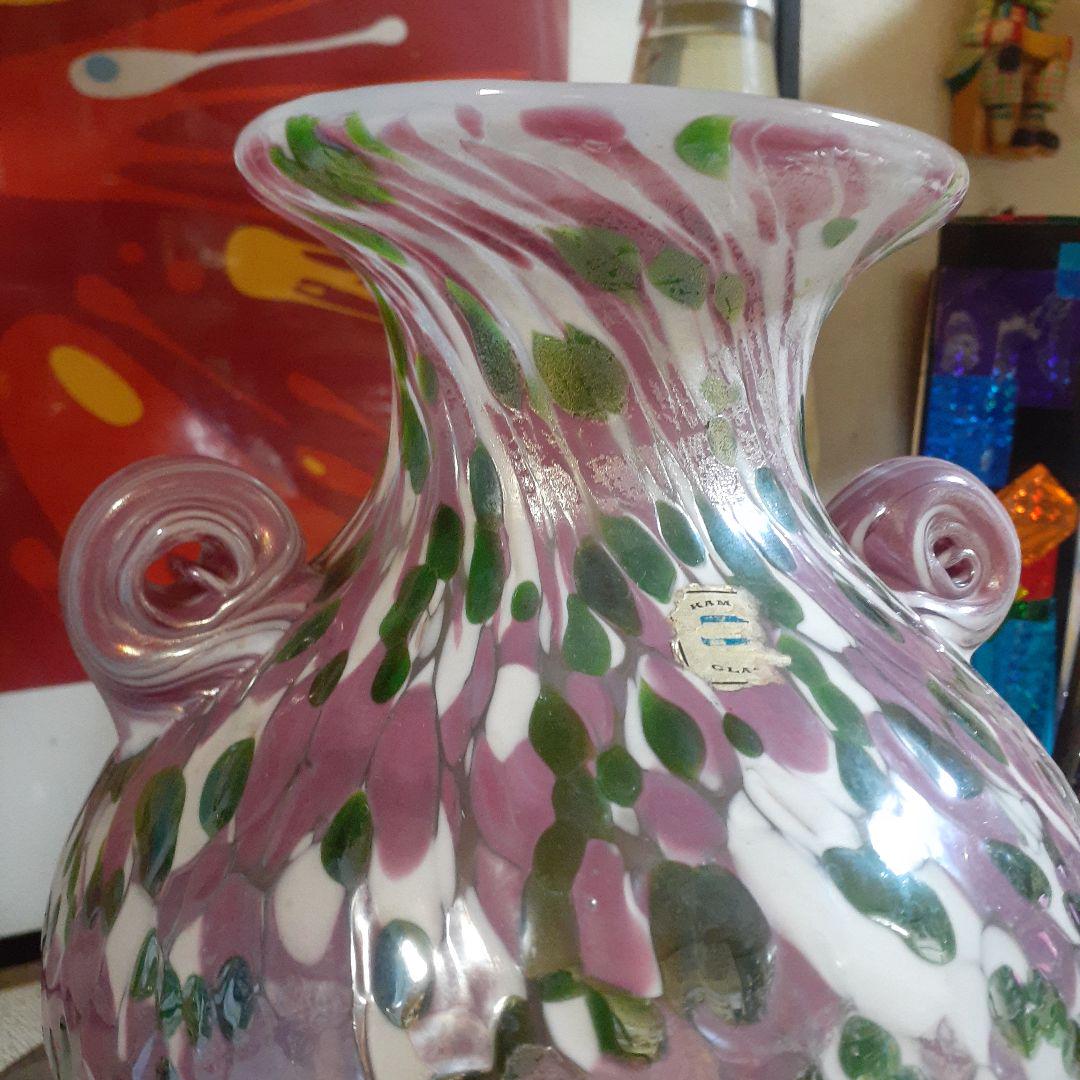 昭和レトロ KAMEI GLASS ミッドセンチュリー 花瓶 フラワー フリル ビンテージ 昭和レトロ ミッドセンチュリー 花瓶 フラワーベース