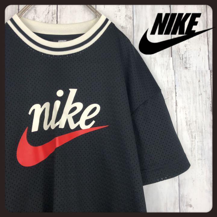 NIKE ナイキ Tシャツ メッシュ スウォッシュ プリント スポーツ 黒 M
