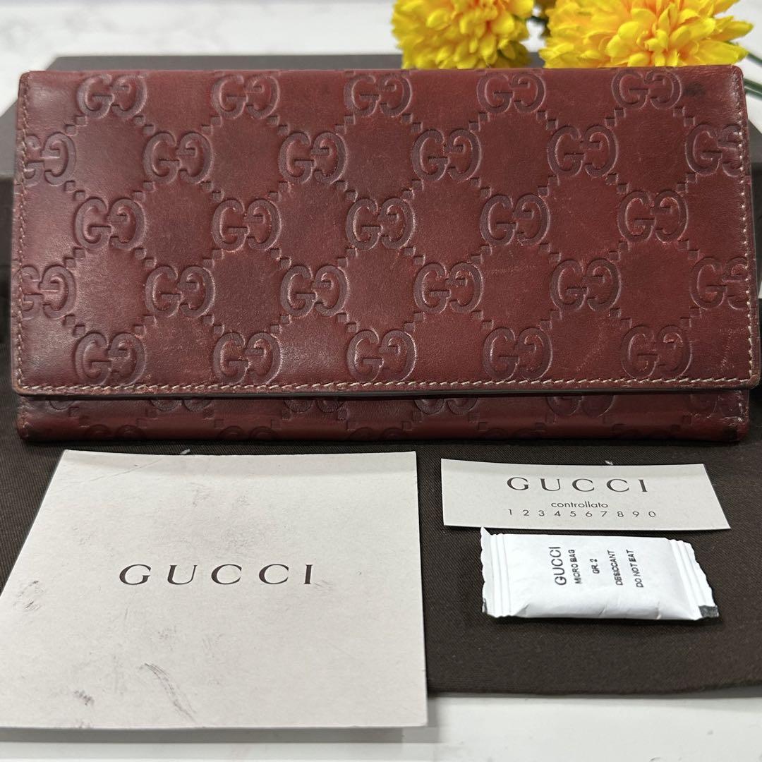 超良品‼️ グッチ GUCCI 財布 二つ折り 長財布 シマレザー