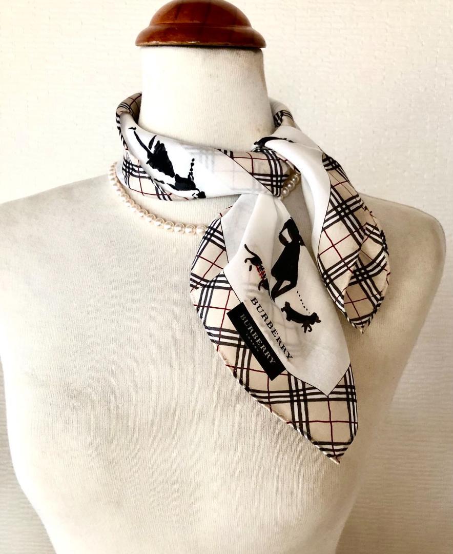 【NEW限定品】 稀少大人気柄Burberry バーバリーノバチェック縁☆ミニスカーフ 小物