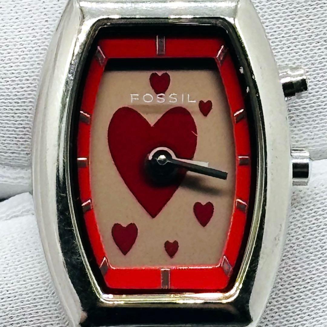 FOSSIL BIG TIC ハート柄 ES-9566 フォッシル　 A55 ジャンク】レア フォッシル ビッグティック ハート柄 ES-9566