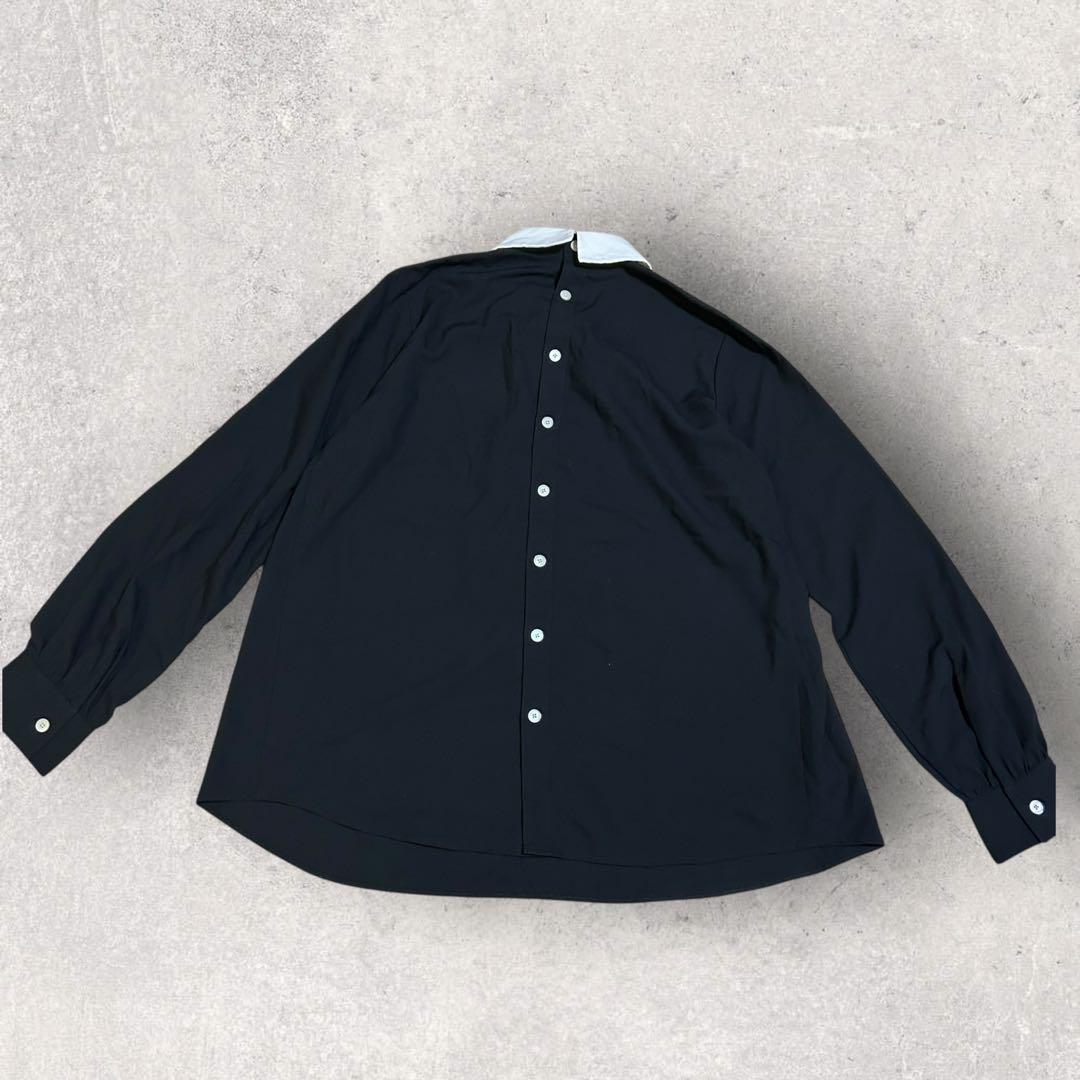 フレッドペリー FRED PERRY 丸襟 ブラウス ロゴ刺繍 ブラックM