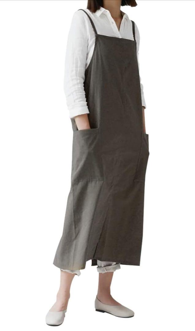 ダークグレー カフェエプロン 約96.5cm x 約104cm