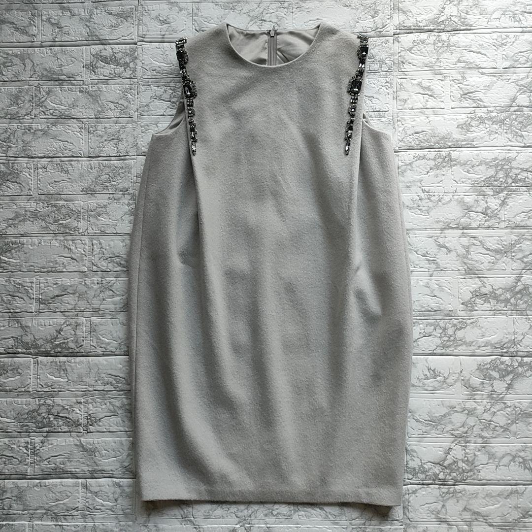 allureville ノースリーブ コクーンワンピース ビジュ ラベンダー M