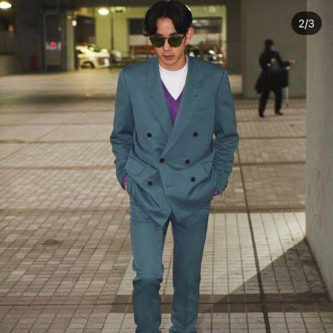 vintage single set up suit エメラルドブルー