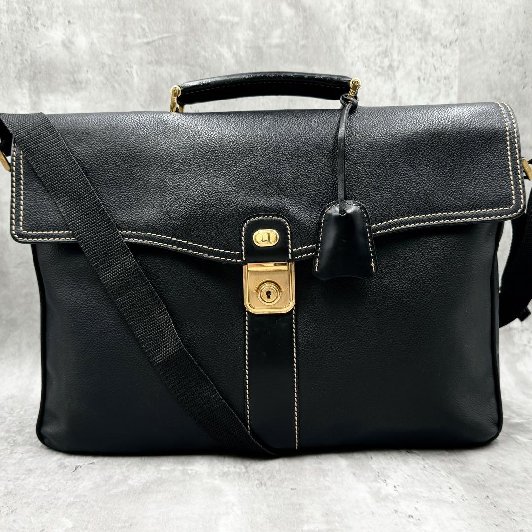 極美品✨ダンヒル 2way ビジネスバッグ A4可 鍵付き レザー ブラック