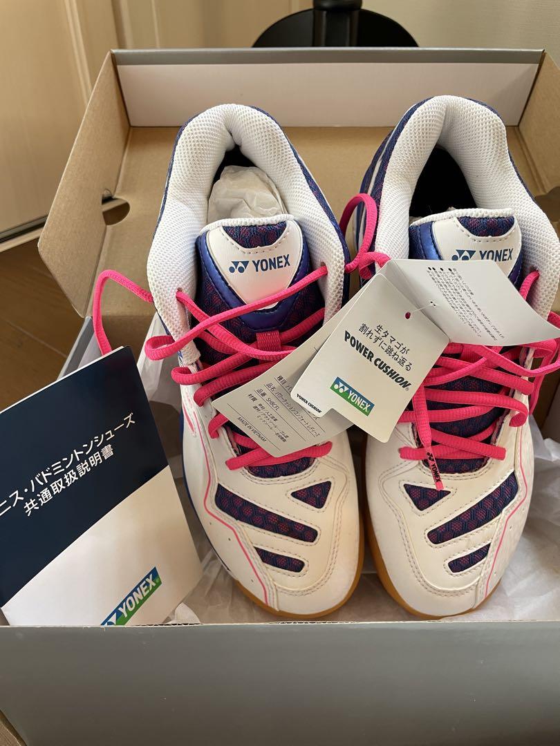 新品 YONEX バドミントンシューズ ホワイト/ブルー/ピンク